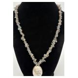 Pretty Labradorite Chip & Howlite Stone Necklace
