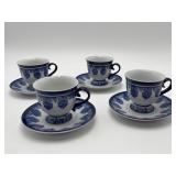 Bombay Blue/White Miniature Tea Cups/Saucers