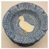 Set of N.S. Gustin Co. Blue Spongeware Bowls
