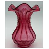 Vtg. Fenton Cranberry Glass Vase