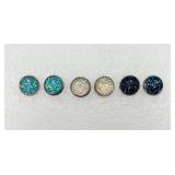 3 Pair Druzy Style Fashion Earrings