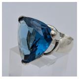 Sterling Ring w/Huge Aquamarine Stone