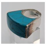 Sterling Silver Ring w/Large Turquoise Stone