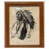 Framed Print of Portrait Titled ï¿½Eagle Pipe-Siouxï¿½