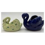 2 Small Ceramic/Porcelain Swan Planters