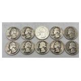 10- Washington Quarters, 90% Silver