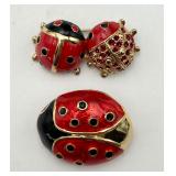 2 Cute Ladybug Pins