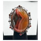 Gorgeous Sterling Silver & Banded Agate Ring