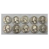 10 Washington Quarters, 90% Silver