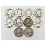 10 90% Silver Washington Quarters