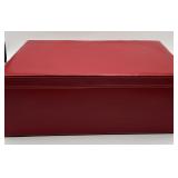 Red Leather Storage Box w/Felt Lining
