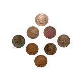 8 - Indian Head Pennies 1868 - 1887
