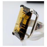Sterling Ring w/Huge Amber Stone