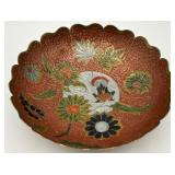 Gorgeous Vintage Enameled Brass Bowl