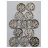 12- 1941 90% Silver Mercury Dimes