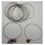 10 Fashion & 2 Sterling w/ Charms Bangle Bracelets