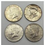 4 1964 Kennedy Half Dollars, 90% Silver