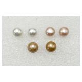 3 Pair of Genuine Akoya Pearl Earrings