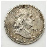 1957-D Franklin 90% Silver Half Dollar