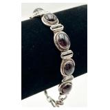 Sterling Silver & Garnet Bracelet