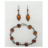 Amber Bracelet & Amber Earrings