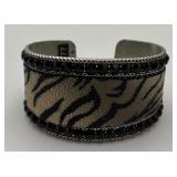 Silver Toned Cuff Bracelet w/ Zebra Design