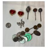 Fashion earrings, Hair Pins, Coin Bracelet