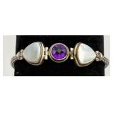 Sterling Silver, Amethyst, MOP Bracelet