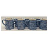 N.S. Gustin Co. Blue Spongeware Mug Set