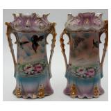 2 Gorgeous Porcelain 2-Handled Vases