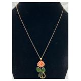 Vintage Carved Coral Rose Necklace