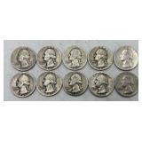 10- Washington Quarters, 90% Silver