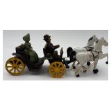 Vtg. Cast Iron Horse-drawn Carriage Toy