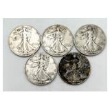 5-1944 Walking Liberty Silver Half Dollars