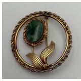 1/20 12k GF Floral Pin w/ Green Stone