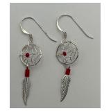 Pair of Sterling Silver Dream Catcher Earrings