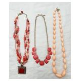 3!Pretty Peach & Coral Fashion Necklaces