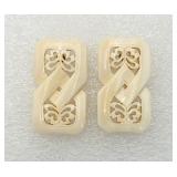 Lovely Pre-Ban Ivory Earrings w/ 14K Posts