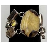 950 Silver Boho-style Bracelet w/Variety Of Stones