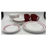 White & Red Corelle Dinnerware Set