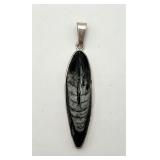 950 Silver Orthoceras Fossil Pendant