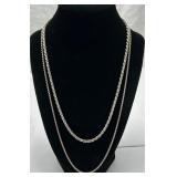 2 Sterling Silver Rope Chain Necklaces