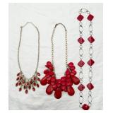 3 Bull Fight Worthy Red Necklaces