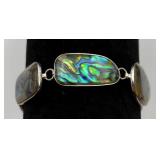 Sterling Silver Bracelet w/ Abalone Shell Accents