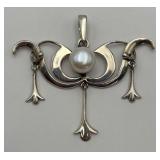 Unique Sterling Silver Pearl Pendant