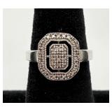 Sterling Silver & Round Cut Diamonds Ring