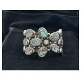 Rocki Gorman Navajo Sterling Abalone Cuff Bracelet