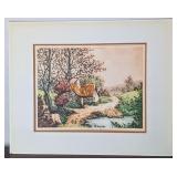 Vtg. 'Vieux Chemin' Hand Colored Etching