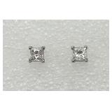 14K White Gold & Diamond Stud Earrings