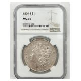 1879-S Morgan Silver Dollar, NGC MS 63